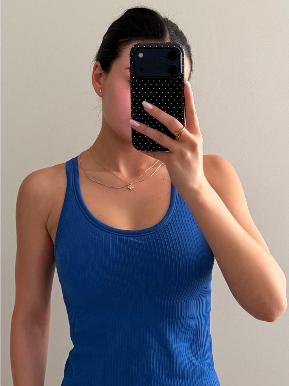Blue Ribbed Tank Top - Picture 1 of 2
